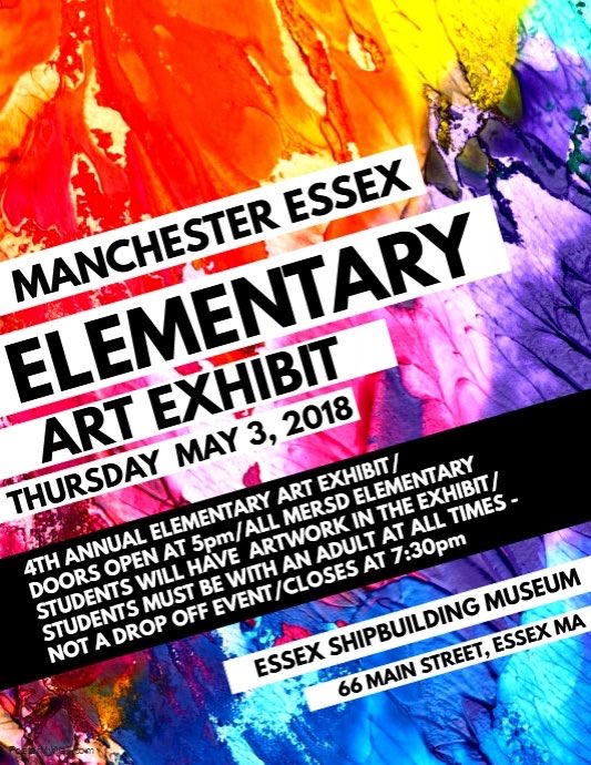 Manchester Memorial & Essex Elementary collaborate art show exhibits opening tonite @ Essex Shipbuilding Museum. #artthriveshere #strongartsstrongerschools