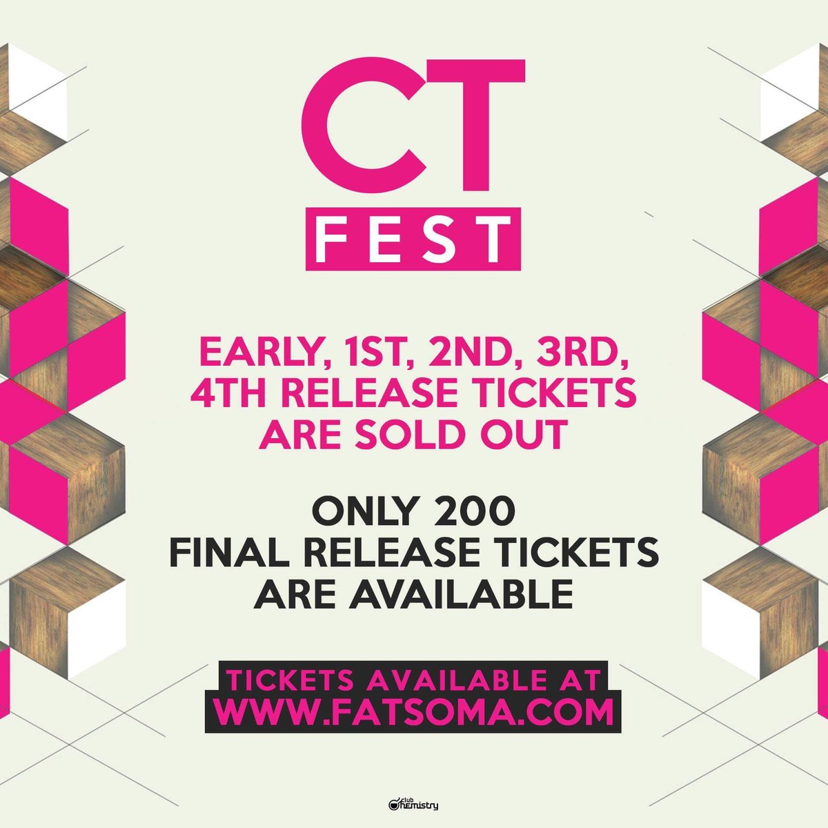 CTfest's tweet image. Only 200 FINAL RELEASE tickets left for CT Fest this Sunday! 

Buy yours and remind your mates to buy their ticket real soon before they sell out: bit.ly/2nVZntc