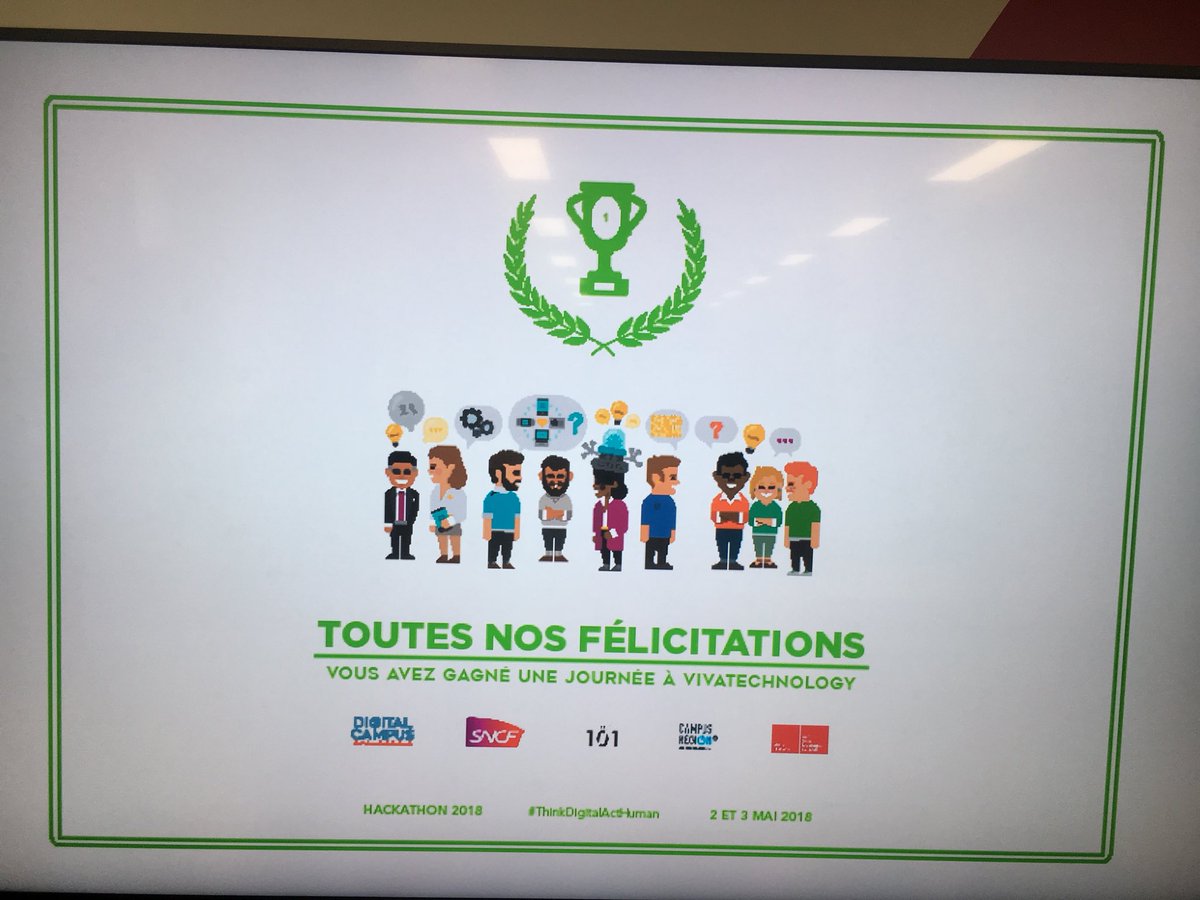 AgatheForzy's tweet image. #Hackathon 🎬 Un plaisir d’organiser ce marathon de l’innovation avec @SNCF_Digital chez @DigitalCampLyon. Une mixité des profils étudiants avec @EMLYON et @le101fr 👏🏻👏🏻
Coup de ❤️: OUISHARE 
2e prix 🥈: OUISKILLS
1er prix 🏆🥇 : DATALENT
Rdv demain au #574 🚀