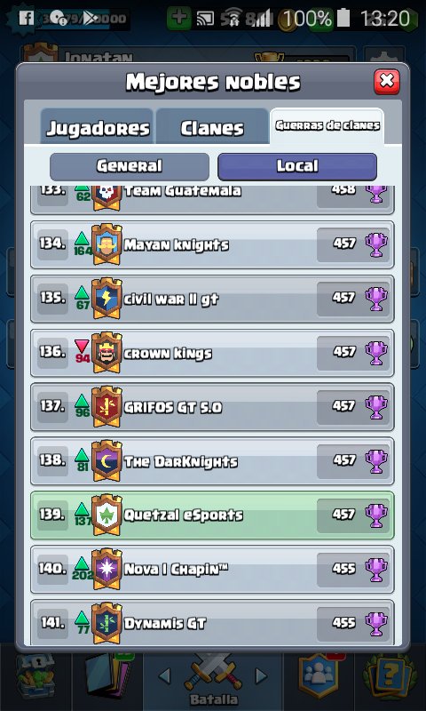 Tenemos 3 espacios disponibles
Al estar los 50 iniciamos guerra
Requisito ser activo y tener +4000 copas