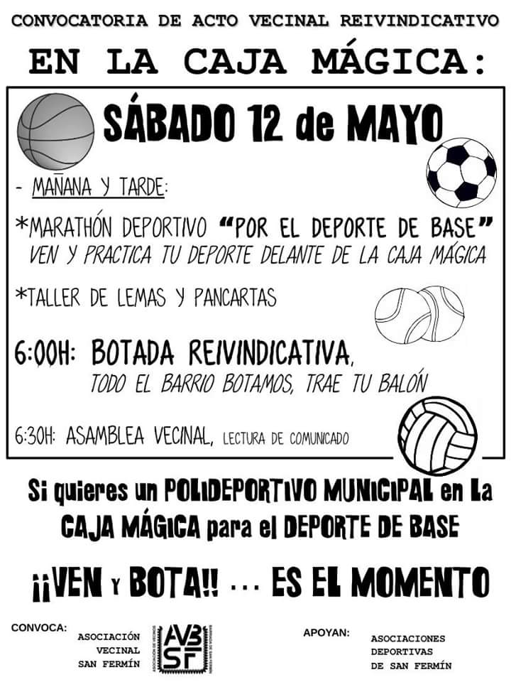 puertatras's tweet photo. Echan a mas de 150 niños que hacen basket inclusivo en su barrio @aavvSanFermin por culpa del contrato abusivo del #mutuaopen en la Caja Magica

El SABADO 12 pasate por la Caja Magica para apoyarlos con su #botada reivindicativa. 

¡¡¡SU PROYECTO LO MERECE!!! https://t.co/c52xSY6jmE