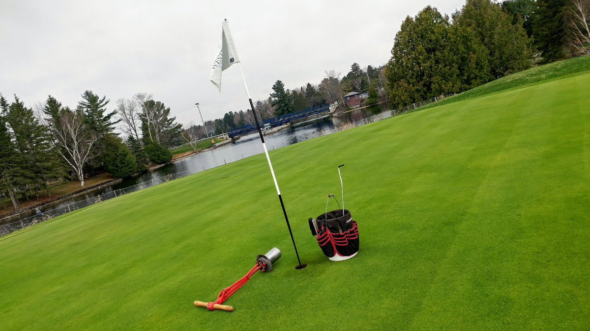 turfmow's tweet photo. Pretty sights while setting the first cups of the year @WesternTrent #happyroots #golflife #trentcanal #Kawarthas #swingbridge #openingsaturday #heregoesnothing https://t.co/b0yjIE60aR