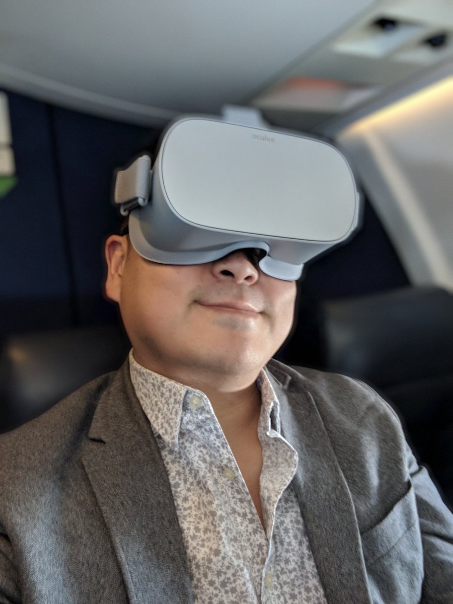 tipatat's tweet photo. Plane delays are no problem thanks to #OculusGO #wheredoyouGo? #vr #VRLA2018 https://t.co/ieqdQCJGJo