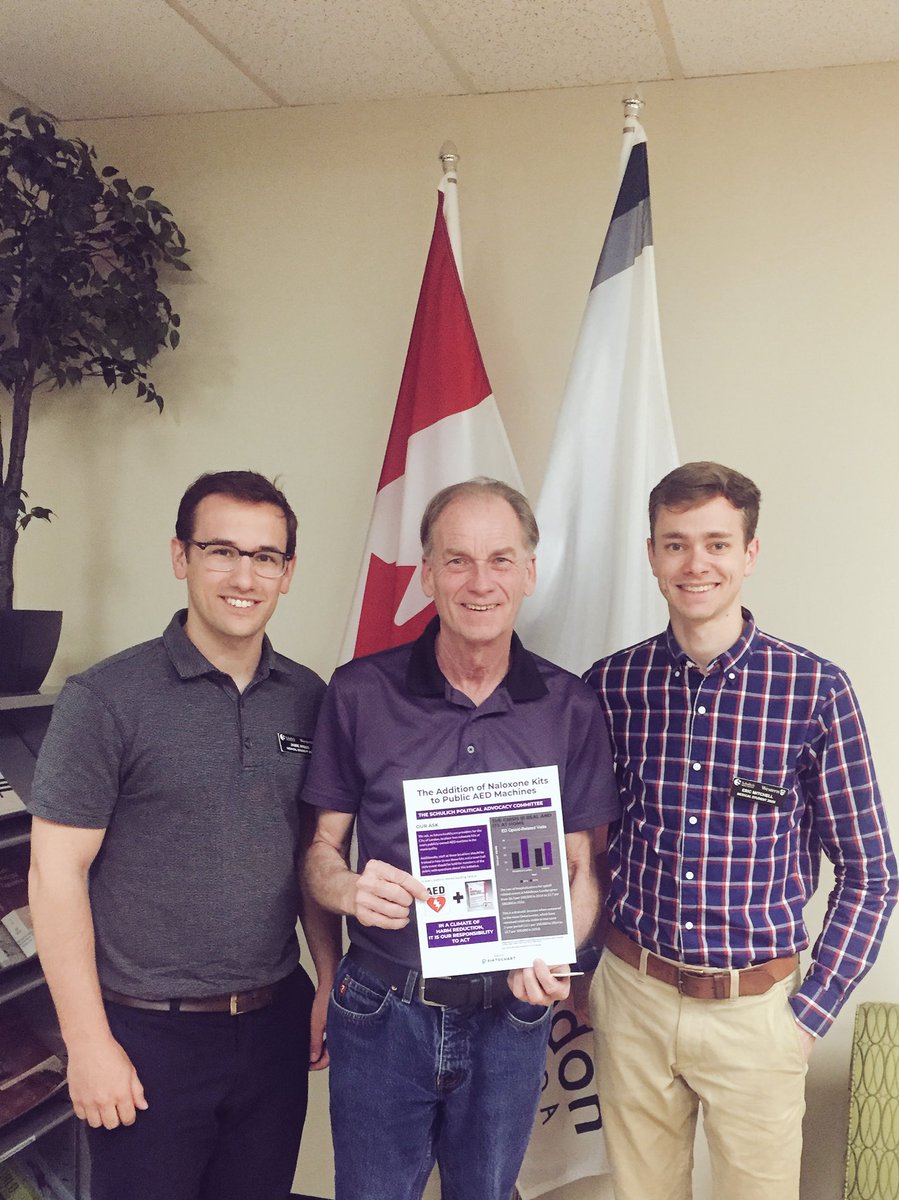 riggsy's tweet photo. Great meeting with Councillor Bill Armstrong about getting naloxone kits at all AEDs in @CityofLdnOnt buildings. Thanks for your support! @eric_mitchell2 @SchulichPAC #SchulichMLD2018 https://t.co/1ubXSBvAb9