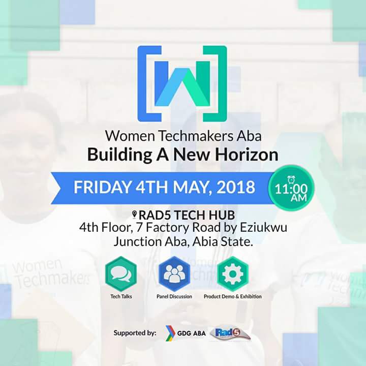 gdg_aba's tweet photo. We can't wait to receive you tomorrow by 11am prompt at @rad5tech as we celebrate #WTM18 Building A New Horizon.

Swags are available. 

#FewHours2Go @naco_john @aniediudo @Olaiw0la @KindnessOsumgba @uguru_igwe https://t.co/T3saqWCbuT