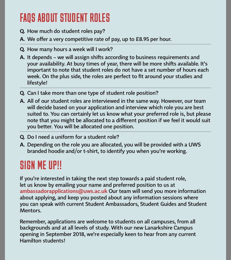 UWSBuddies's tweet photo. Are you interested in a student role @UniWestScotland? Recruiting now across all Scottish campuses #studentjob https://t.co/GIDjDZqta6