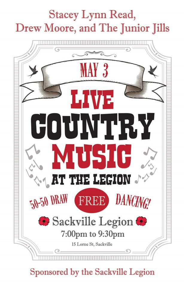 Day 2 of the #bordertownfest and the intensity grows! Come out to the Sackville Legion tonight to see a great free show with Stacey Lynn Read, the Junior Jills, and Drew Moore starting at 7 pm! <a href="/sackvillelegion/">The Sackville Legion</a>