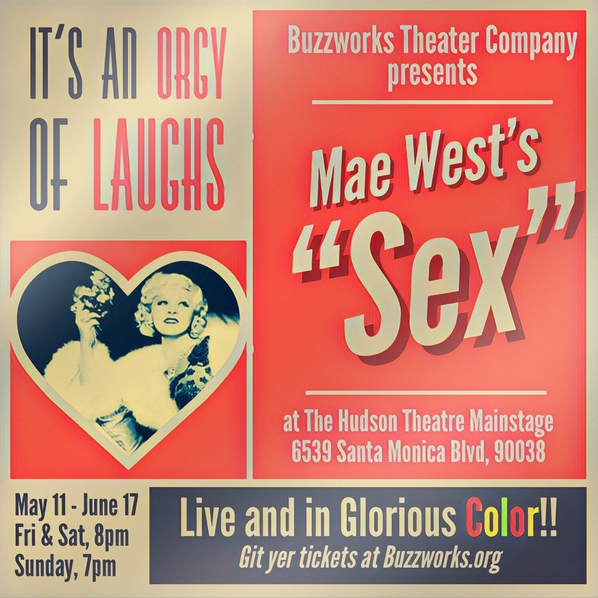 BuzzworksLA's tweet photo. The weekends were made for a little #SexPlay!! Don’t miss this romp from Mae West. 

May 11th-June 17th @HudsonTheatres Mainstage. Tickets &amp; info at https://t.co/LCZV7qJg3a. https://t.co/p9Jbx1Z2Jd