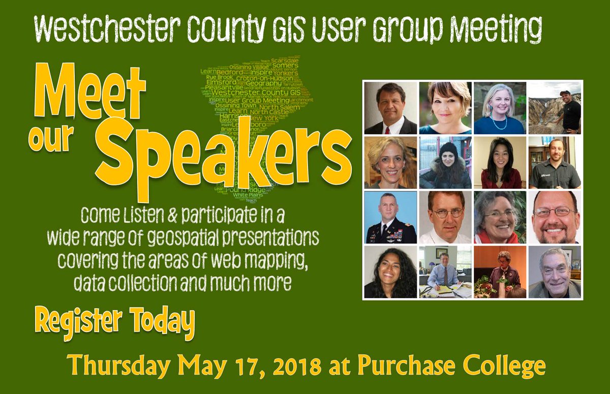 The Westchester GIS User Group Meeting is 2 weeks away!  
Don't forget to register.  Learn more about our speakers.  giswww.westchestergov.com/wcgis/events/u…