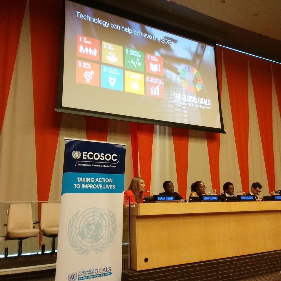 EricssonMEA's tweet photo. In today’s discussion, our very own Rafiah Ibrahim emphasized the importance of digitization saying; “There are various development opportunities in Africa by linking digital infrastructure to the #SDGs”, at the 2018 Integration Segment of @UNECOSOC. #EricssonLive #GlobalGoals https://t.co/2hEno09aDQ