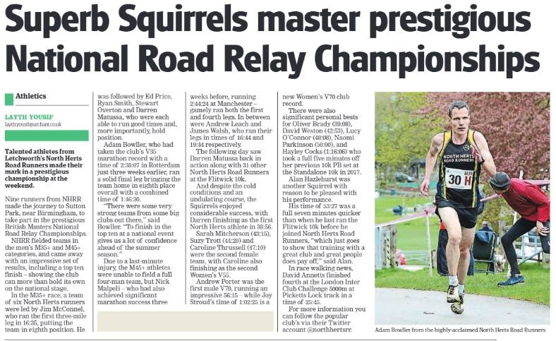 northhertsrr's tweet photo. "Superb Squirrels master prestigious National Road Relay Championship" More great coverage for #TeamNHRR in this week's #Letchworth edition of @thecomet24, also includes details of the #Squirrels' great success at #Flitwick10k. Thanks @Comet_Sport @comet_layth! https://t.co/zW0EfwC6xG