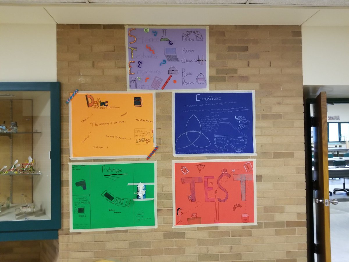 hartstemmd's tweet photo. 6th grade STEM has their design process posters out on display! We broke down the steps necessary to complete a strong prototype using visual representation. #STEMedu #LeadwithHart #designersatHART https://t.co/zqL9Rn48gz