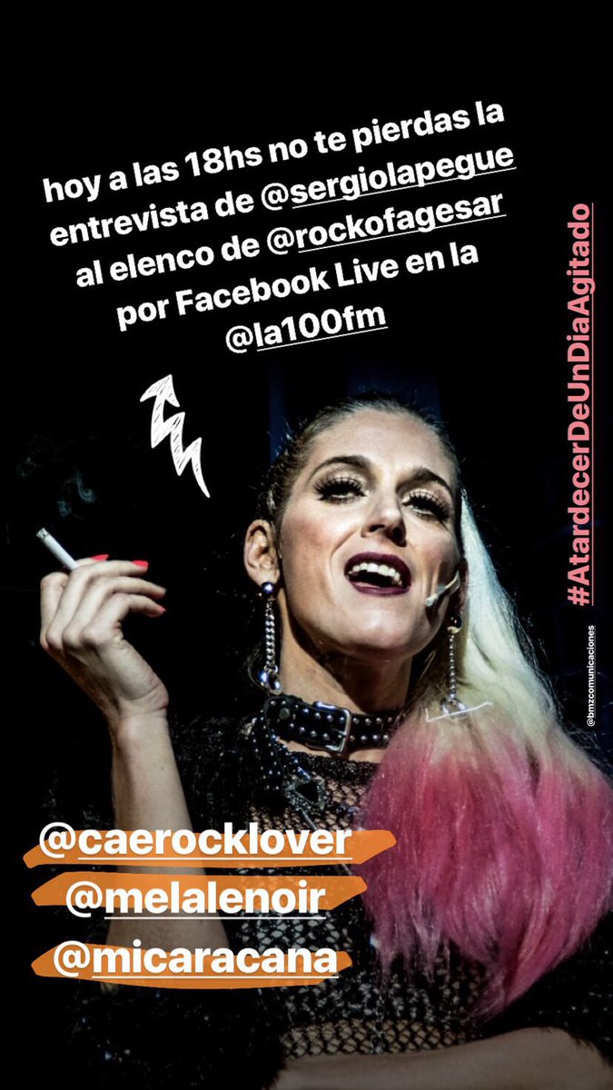 🔥 <a href="/sergiolapegue/">Sergio Lapegüe</a> entrevista a <a href="/melalenoir/">Mela Lenoir</a> <a href="/CaeRocklover/">CAE</a> y <a href="/micaracana/">micaela</a> hoy a las 18hs por <a href="/la100fm/">LA 100</a> (FACEBOOK LIVE)