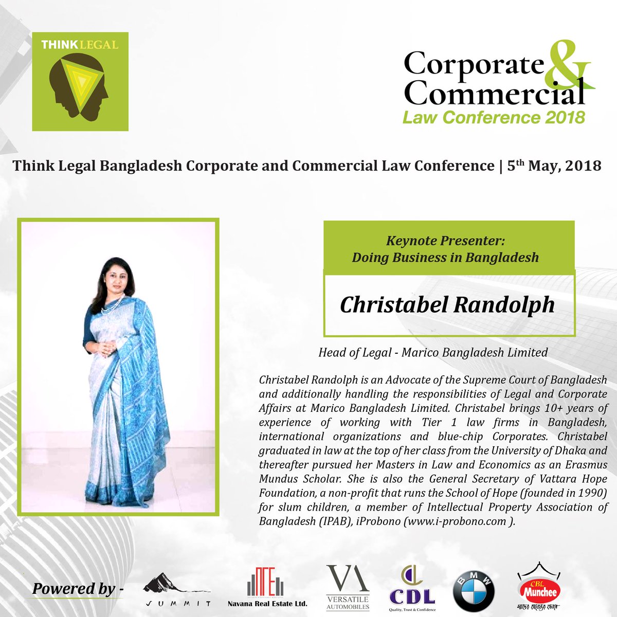 Think Legal Thinklegalcon18 5th May 18 Introducing The Keynote Speaker For The Panel Doing Business In Bangladesh Christabel Randolph Advocate Bangladesh Supreme Court T Co Sjk3kegezw