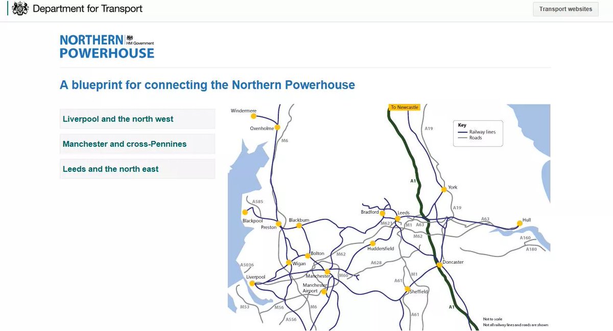 The Great Exhibition of the North is designed to showcase the Tory idea of a #NorthernPowerhouse. Here's what Dept for Transport 'blueprint for connecting the Northern Powerhouse' map looks like. Newcastle & North East not even on it!!! #GetNorth2018 #VoteLabour #ToriesOut2018