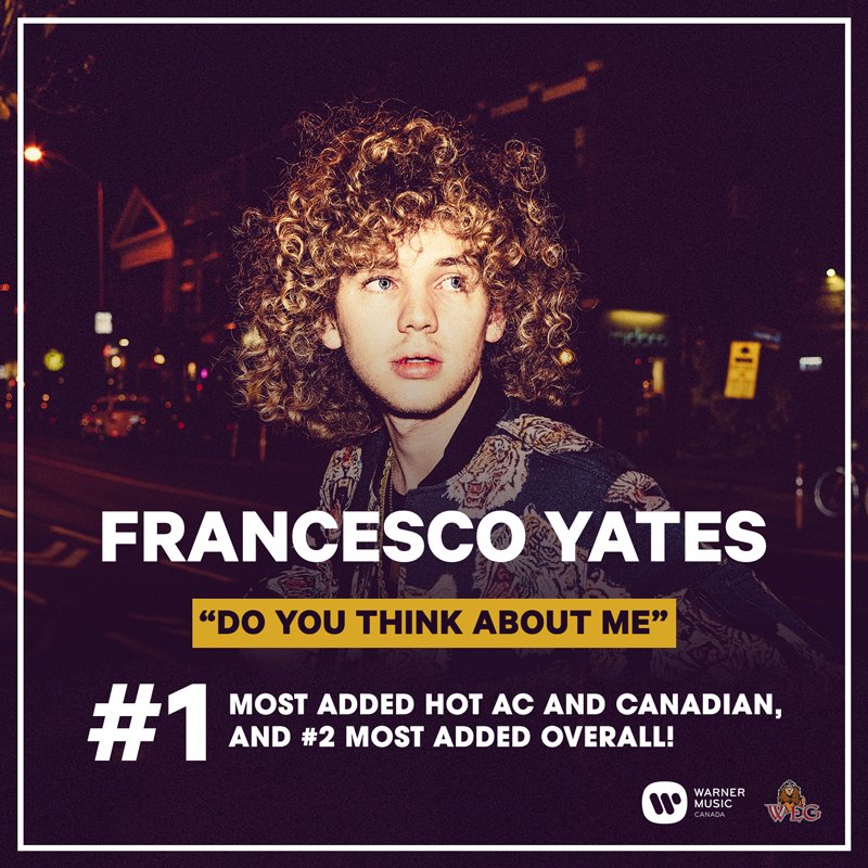 FrancescoYates's tweet photo. "Do You Think About Me" is heating up the airwaves ๐Thank you everyone for listening and thank you to all the radio stations for your on-going support. #DTYAM https://t.co/P7wLx7YiFy