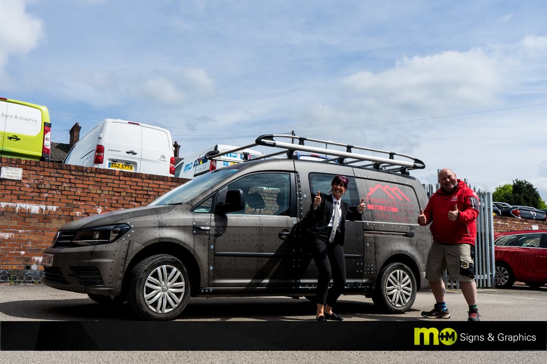 Check this cheeky pair out! Nina handing over another incredible wrap for Warren at Pinnacle Slating and Tiling! 😀😜 #thumbsup #cheeky #wrap #graphics #staffordshire #business #metal #happy