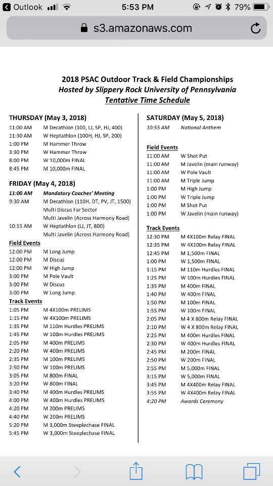 cdarby44's tweet photo. Hey everyone. So today is the start of the PSAC championship meet! Come support the track team here at slip (u get in free with student ID) https://t.co/dK5hsU4zmV