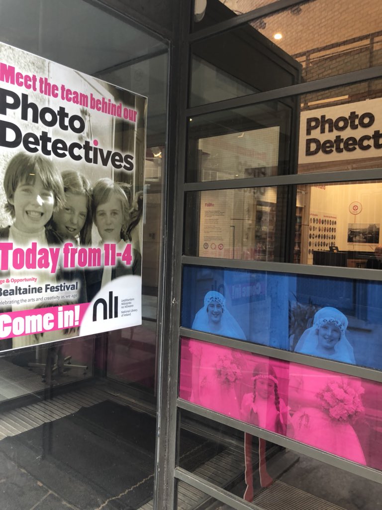 NicolaLRalston's tweet photo. Fantastic “Meet the Curator” afternoon with visitors in #PhotoDetectives exhibition @NLIreland as part of @BealtaineFest. Thanks to everyone who came along today, really enjoyed meeting you all. https://t.co/1LzkghH8rD