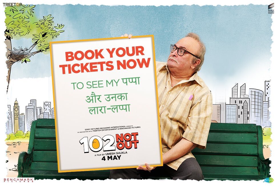 NadkarAmit's tweet photo. @SrBachchan R u excited to see their chemistry after long 27 Years ? So get ready ..Just few hours to go..Releasing Tomorrow on 4th May in Cinemas... don’t miss to watch..book your tickets now .. YO! @chintskap @SonyPicsIndia @umeshkshukla @JimitTrivedi06 #102NotOutTomorrow https://t.co/gBgDIJvIg0