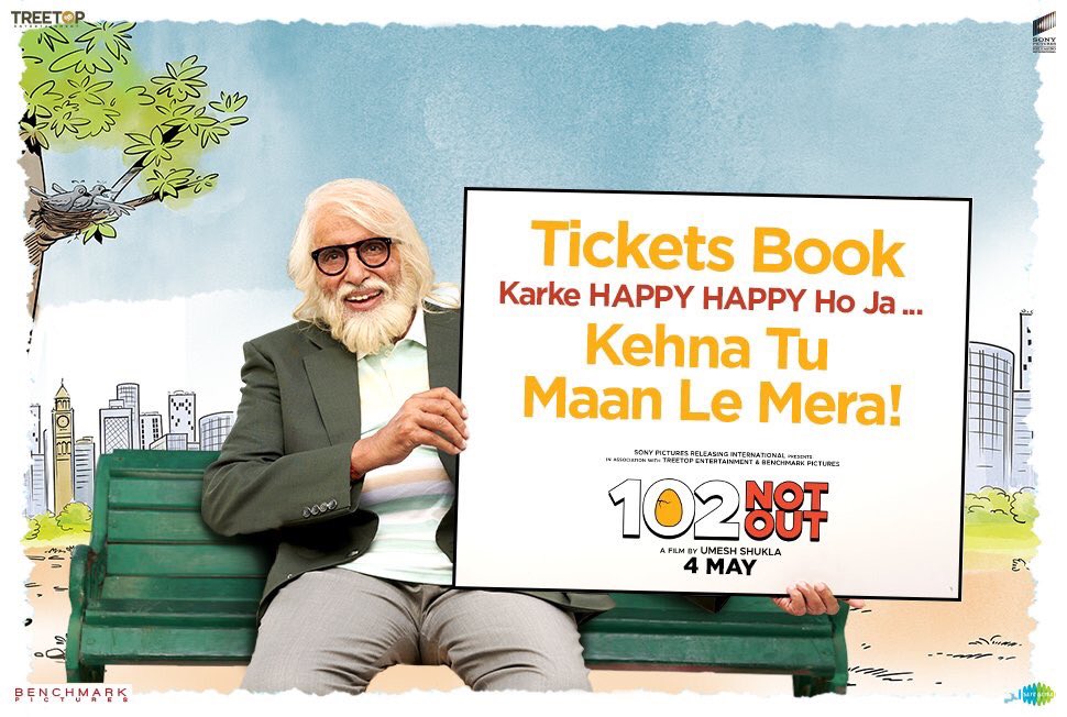 NadkarAmit's tweet photo. @SrBachchan R u excited to see their chemistry after long 27 Years ? So get ready ..Just few hours to go..Releasing Tomorrow on 4th May in Cinemas... don’t miss to watch..book your tickets now .. YO! @chintskap @SonyPicsIndia @umeshkshukla @JimitTrivedi06 #102NotOutTomorrow https://t.co/gBgDIJvIg0