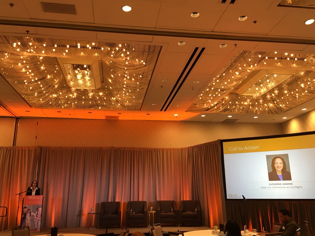 TravisJBristol's tweet photo. “I want you to stand for students and if you don’t I’ll be watching” @CatherineLhamon 
Chair, U.S. Commission on Civil Rights 
#noliesdetected #drummajorforjustice @EdLoCnational #EdLoC2018 https://t.co/PZX8bp7haJ