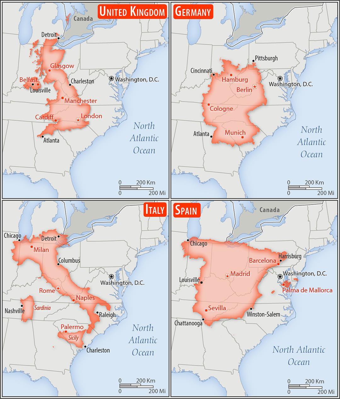 MapScaping on Twitter: "Size Comparison Between UK, Germany, Italy and
