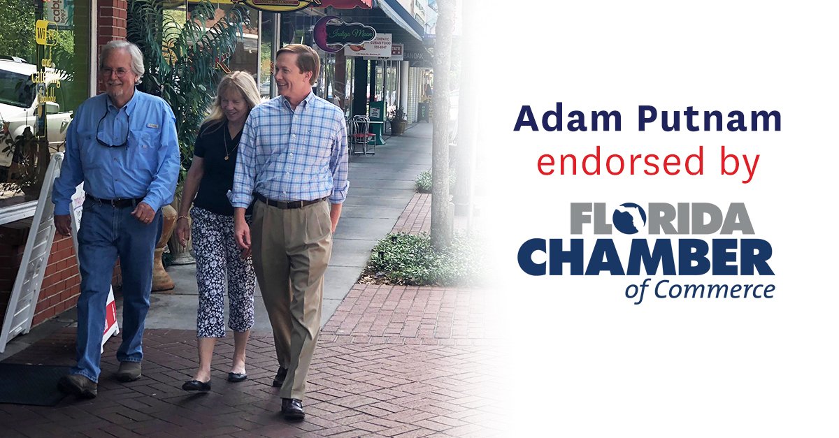 adamputnam's tweet photo. The @FLChamber has a long and proven history of supporting businesses across the state, and as governor I look forward to ensuring we build on our legacy as the most business-friendly state in the nation. https://t.co/6R1Fup4HRH