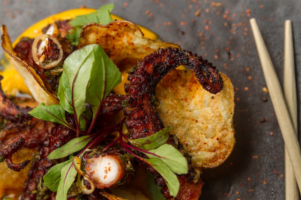 OsakaBsAs's tweet photo. Una diversidad de texturas que lo hace irresistible. 
El Tako Chimiyaki es la combinación de Pulpo grillado, chimichurri nippon, ají amarillo y togarashi.

 Reservas: 5352-0404 (#OsakaMadero) y 4775- 6964 (#OsakaPalermo) https://t.co/DPWl7b1xHl