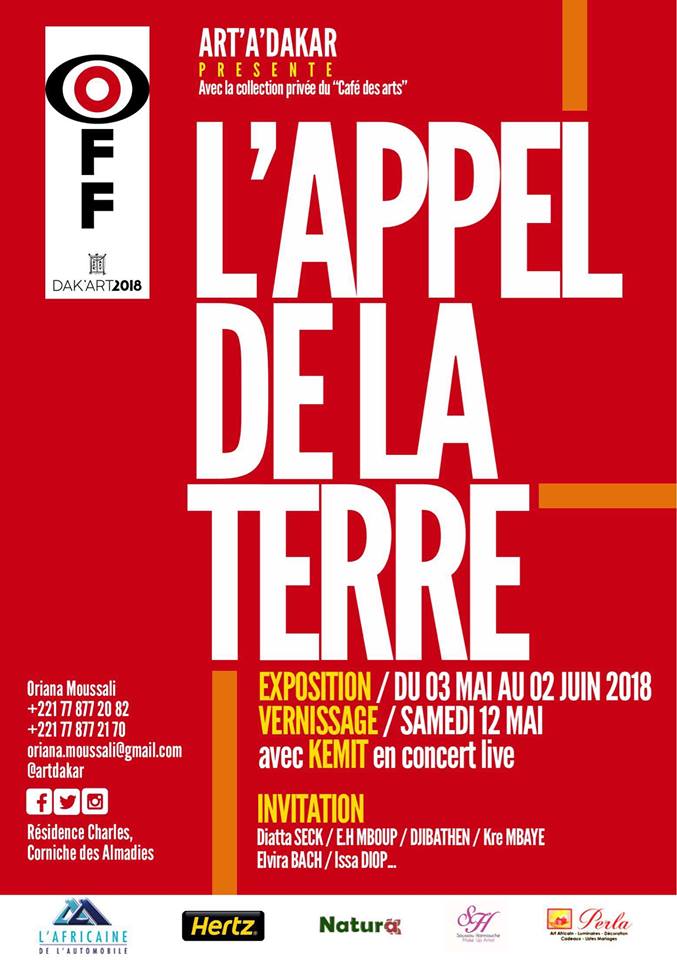 artadakar's tweet photo. Opening L'appel de la Terre ce Jeudi 03 Mai
Vernissage Samedi 12 MAI à 19h
feat @Kemite01 en concert Live dès 20h
Exposition : Diatta Seck / E.H Mboup/ Djibathen / Kre M'Baye / Elvira Bach / Issa Diop... https://t.co/1PLebshEbQ