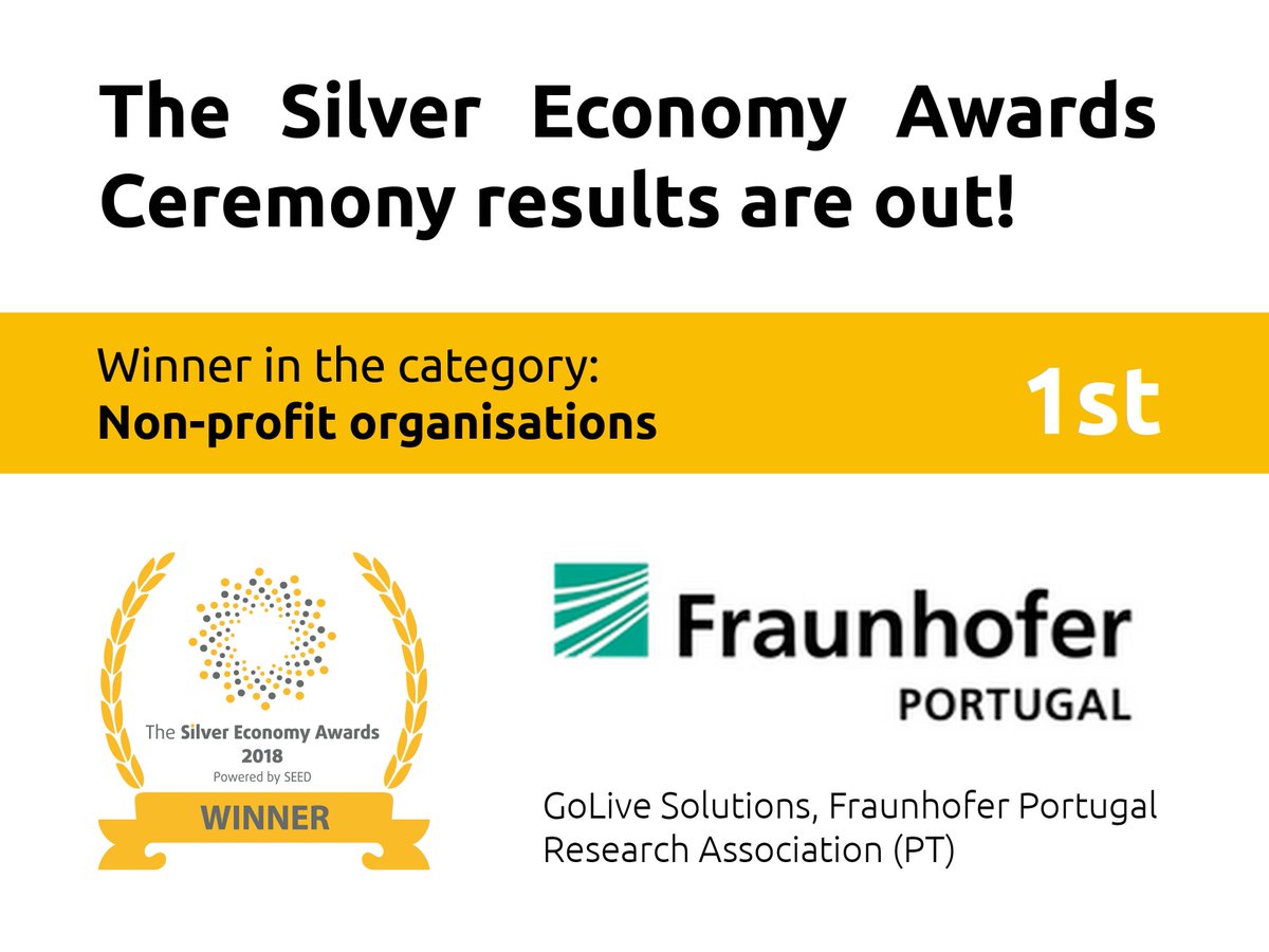 silvereconaward's tweet photo. And the winner in the not-for profit organisations category: @FhP_AICOS Go live solutions! #SilverCeremony2018 #SilverEconomy https://t.co/urGmCNYiAs