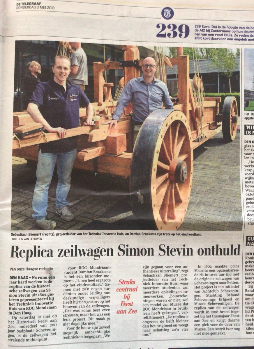 ClubLourdes_'s tweet photo. Artikel over de replica zeilwagen vandaag in de @telegraaf @HistorischFeest #scheveningen https://t.co/yn4M4xyE5B