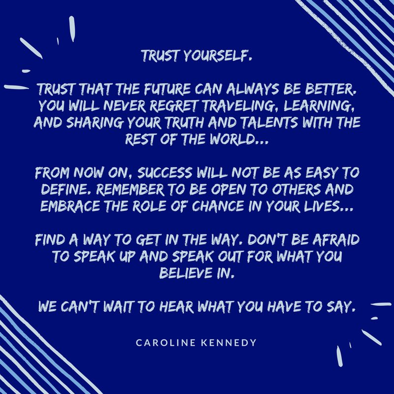CUSEASGrad's tweet image. Wise words from Caroline Kennedy to all graduating students. Quote taken from Caroline Kennedy’s 2015 graduation speech for @columbiasipa. #columbiauniversity #graduation #columbiaengineering #sipa #alumni #ColumbiaAlumni