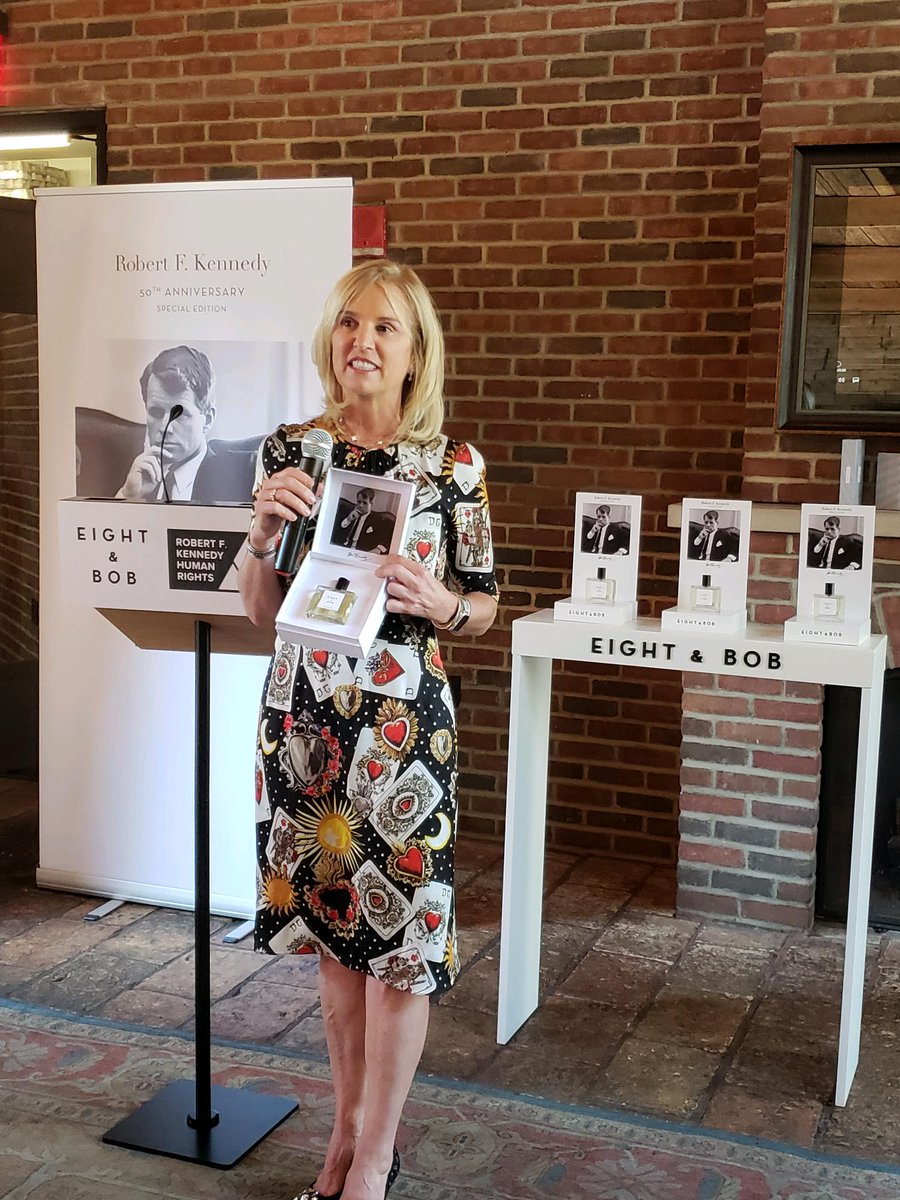 KerryKennedyRFK's tweet photo. Businesses can advance human rights - and he'd be so proud of Eight &amp; Bob for contributing a portion of their perfume's sales to humanitarian causes. #RFK50 https://t.co/OT4DANbkwk