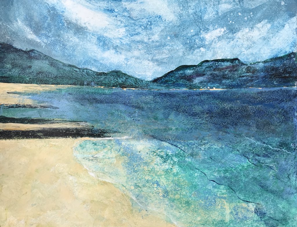 angusstokes's tweet photo. A place to feel good #Ardnamurchan #acrylic #painting #paletteknife #tworiverspaper #gesso #scotland 20x16 inches. https://t.co/gUjdJNZhiN