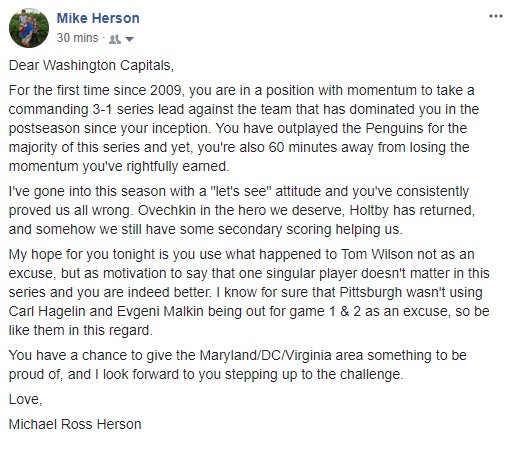 TalkTheRed's tweet image. We interrupt this regularly scheduled game 4 prep day to show you this awesome thing we saw on Facebook. Go Capitals.