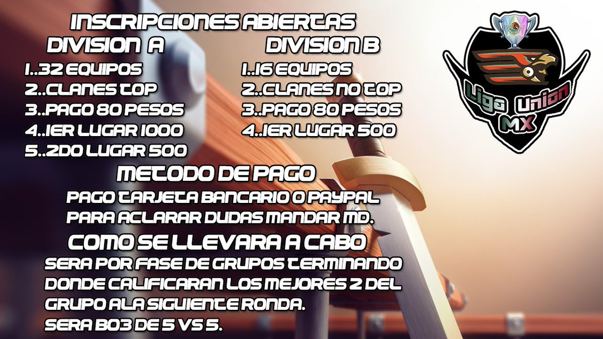 Seguimos en busca de equipos para poder arrancar lo antes posible la liga actualmente inscritos <a href="/LakshmiCR_/">Lakshmi Gaming</a> <a href="/TlaliMXCR/">Tlali Mx</a> @HuntersTeamCR entre otros xfa RT @Mazahua_ <a href="/Anita_RF_/">Anita Rom ❣️</a> <a href="/LucyCM95/">Lucy</a> @RoyaleEagleMx <a href="/SelecMichOP/">Seleccion Michoacan</a> @100VIP_MAURICIO @100VIPeSports