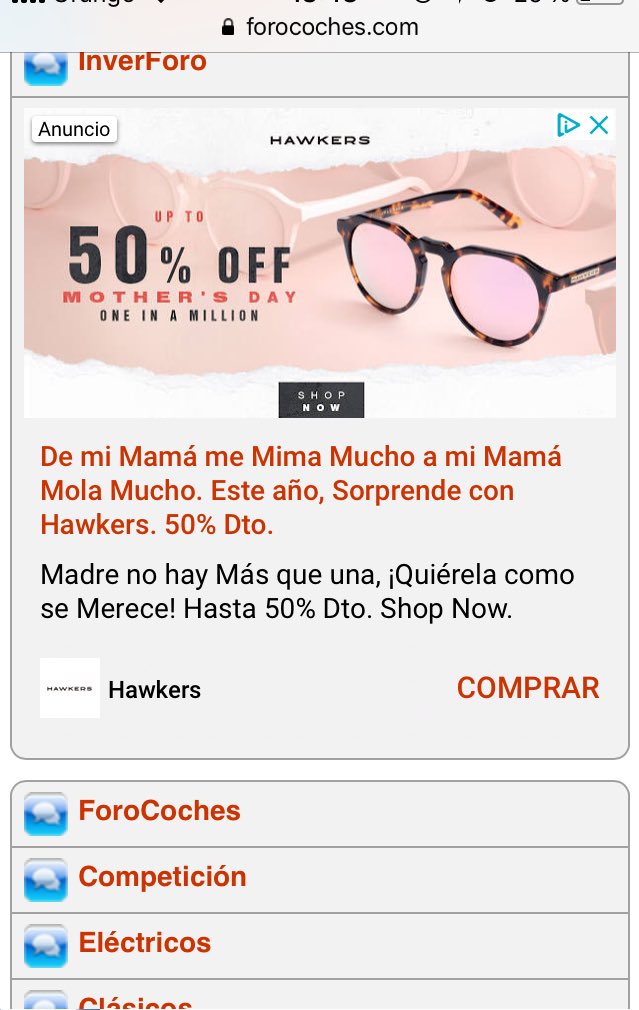Hola <a href="/HawkersCo/">HAWKERS CO.</a> ¿sabíais que mantenéis económicamente a FOROCOCHES? #StopForocoches