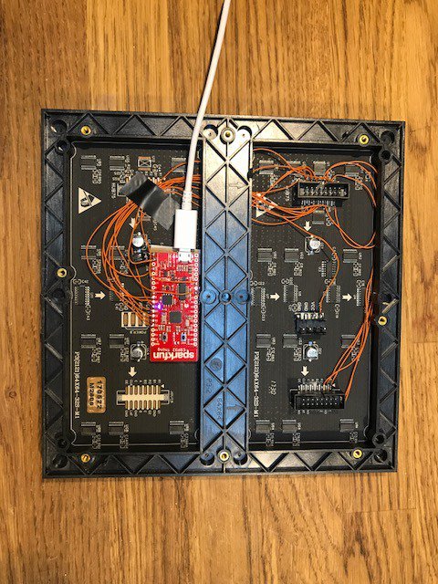 2dom's tweet photo. 64x64 RGB LED MATRIX with #ESP32 wired up for #PxMatrix - @ESP32net @esp32com https://t.co/Ms7BDtAtNb