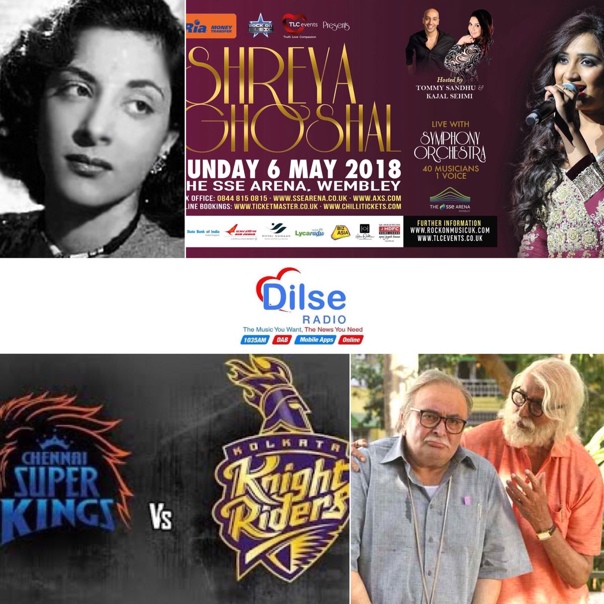 TheRealKajal's tweet photo. On the #eveningshow #PublicProfile for @shreyaghoshal & #NargisDutt Witness @shreyaghoshal on #Sunday 6th @ssearena Tickets & info @tlceventsuk
Get news on @VIVOIPL_2018 #CSKvsKKRAlso Get the updates on #102NotOutTomorrow & so much more on @DilSeRadio https://t.co/zB2JrxOvHX