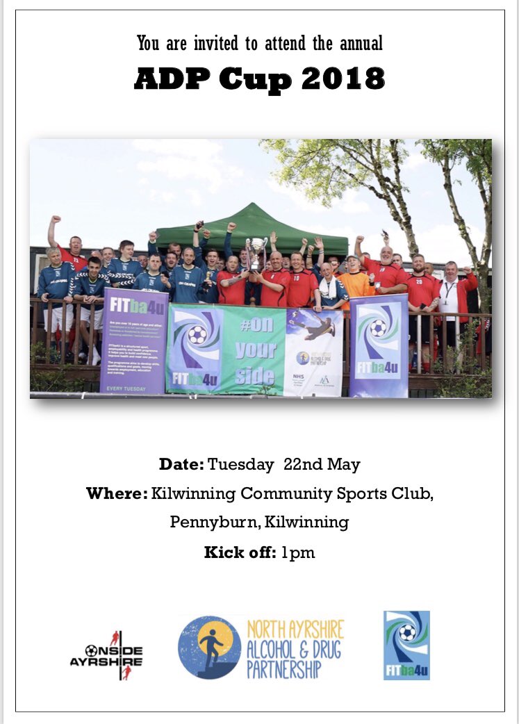 Onsideayrshire's tweet photo. All are welcome, please come and support @FITba4u - participants v staff - refreshments supplied by cafe solace - participants seems pretty confident this year but weβve heard it all before πβ½οΈππ
#adpcup @NorthAADP https://t.co/UgYv25CzUf