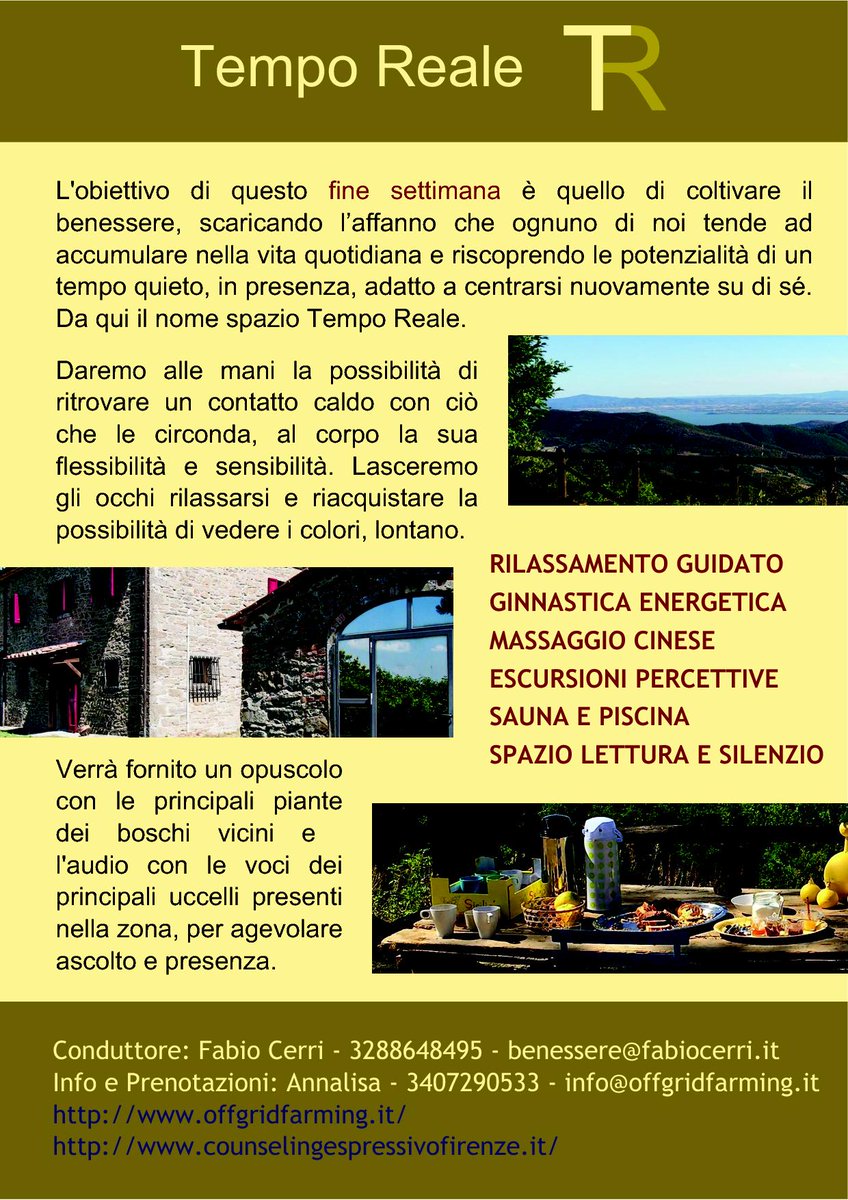 Prossimo evento #Tempo #Reale, un #finesettimana di #benessere per riconnettersi con se stessi e la #natura. #weekend in #relax
