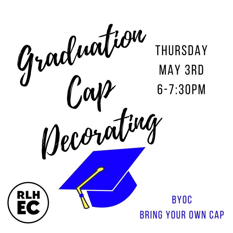 BlueHenSteph's tweet photo. SENIORS!!! Don’t procrastinate on decorating your grad cap! There’s a cap decorating event tonight in the Harrington commons with supplies! https://t.co/nP0HvcGbwz