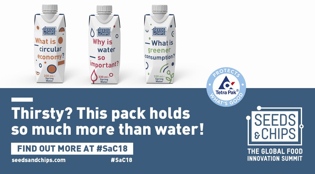 SEEDSandCHIPS's tweet photo. What is #CircularEconomy ? Why is water so important? What is greener consumption?
Find out more at #SaC18 @tetrapak 
#FoodInnovation #Sustainability https://t.co/Z1IFXhp7sh