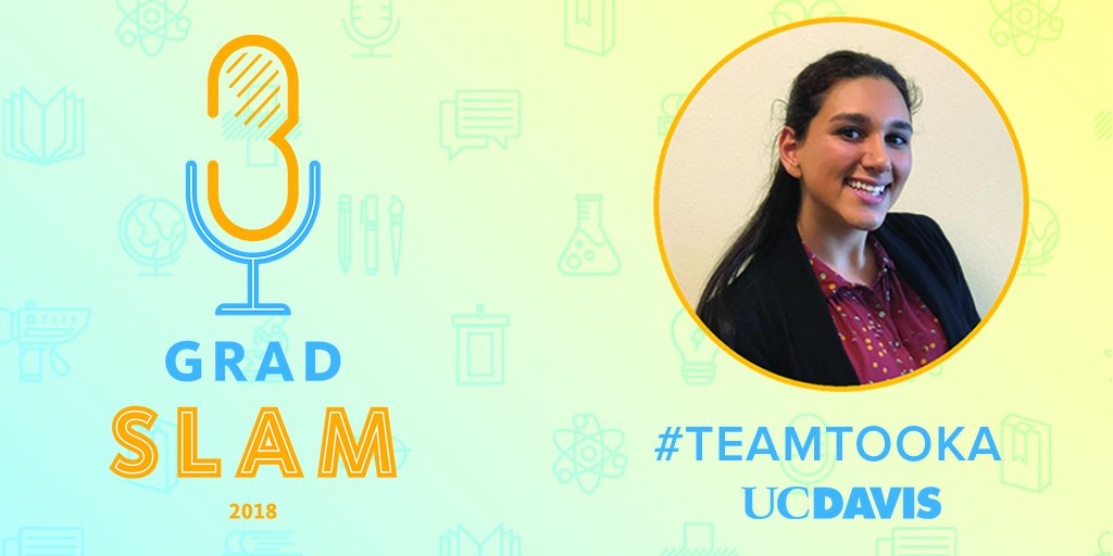 UCDavisGrad's tweet photo. We're just minutes away from the start of the final round of the @UofCalifornia #GradSlam tournament. We're so proud of our @ucdavis champion, @UCDMPH #gradstudent Tooka Zokaie. #TeamTooka all the way! Tune in live: https://t.co/Hb0fmVnrX5 https://t.co/VU4hloSQ1H