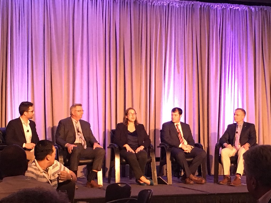 NickSinai's tweet photo. Jen Silk talking about grid security; Eitan Goldstein noting how it has become an exec issue. #GovEdge18 https://t.co/7ZECAcLuMH