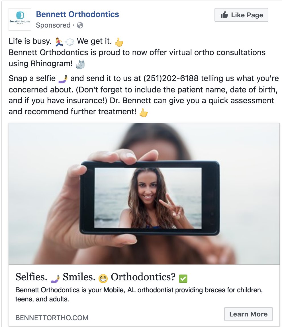 BennettOrtho's tweet photo. Bennett Orthodontics is now offering a Virtual Consultation for new patients! For more information, see below. Or to get started with your new patient consultation, text us at 251-202-6188. https://t.co/OIU2MmnOol