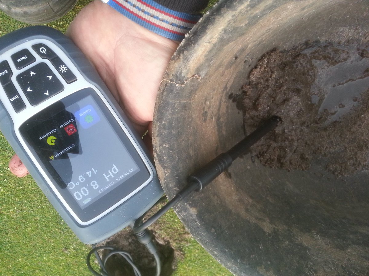 Soil pH differences (sampling inside &amp; outside the soil) of 0.4 units due to the CO2 from soil rizosphere, being from 10 to 100 times higher inside the greens soil than in the atmosphere