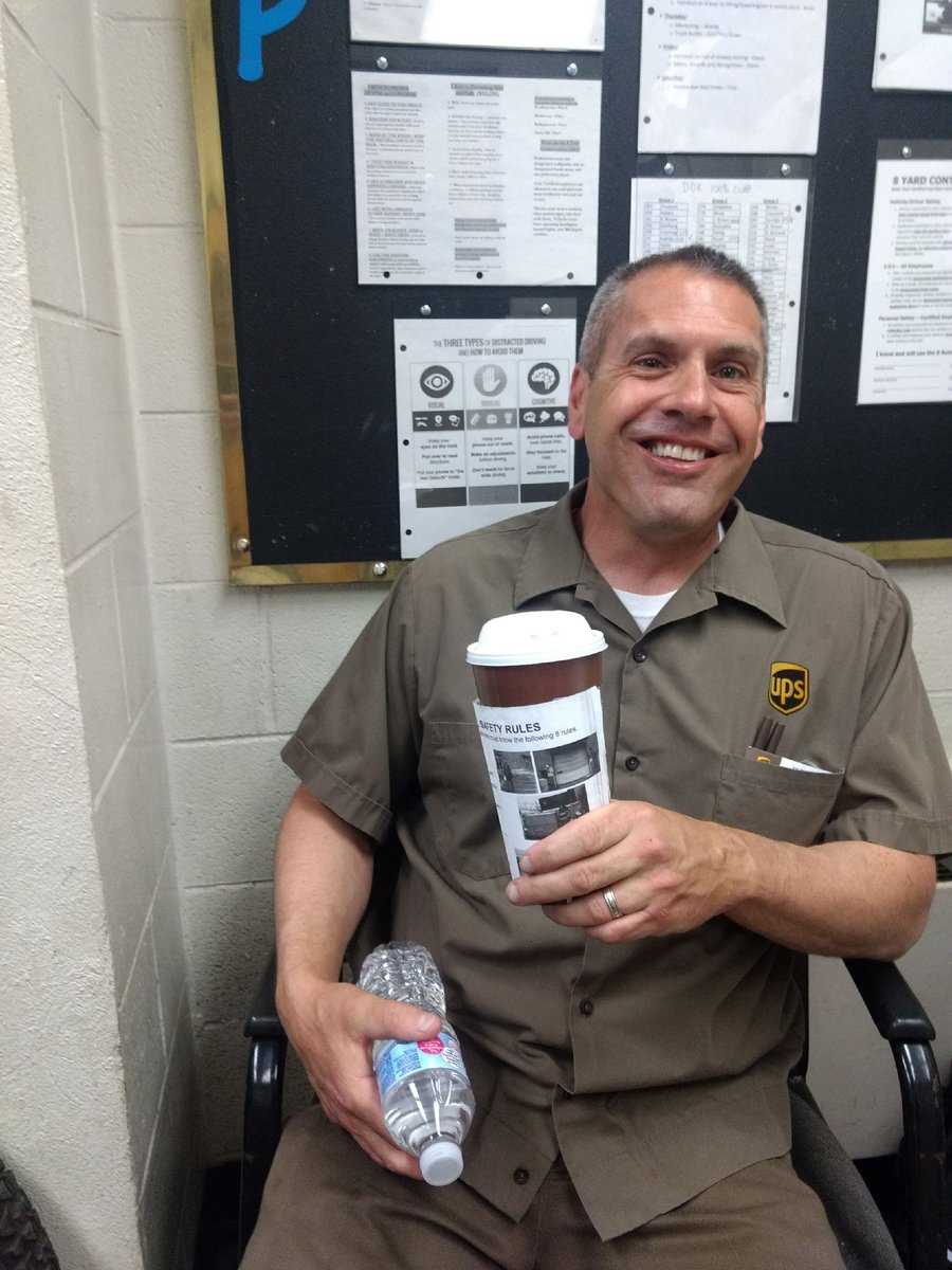 Marlton Center, Lawnside. FSP wraps his safety rules around his coffee to keep it fresh in his mind. @ChesapeakUPSers #SafetyFirst