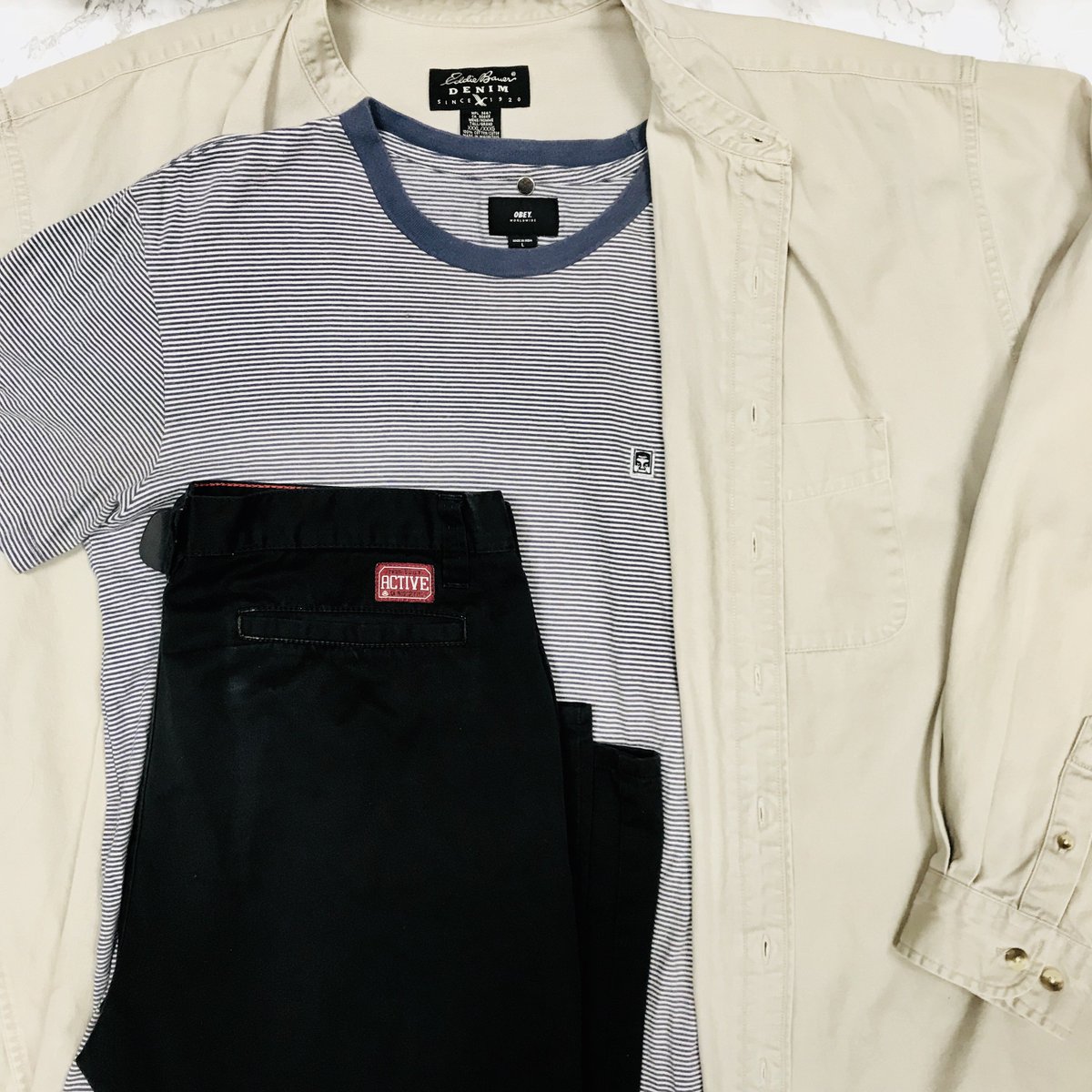 PCTemecula's tweet photo. men’s outfit inspiration 👔
obey tshirt size L $9
jacket size XXXL $8
active pants size 34 $12
#platosclosettemecula #gentlyloved #gentlyused #ootd #outfitinspo #mens #mensfashion #mensootd #mensshoes #mensstyles #activerideshop #active #obey https://t.co/G0SYTMwAsq